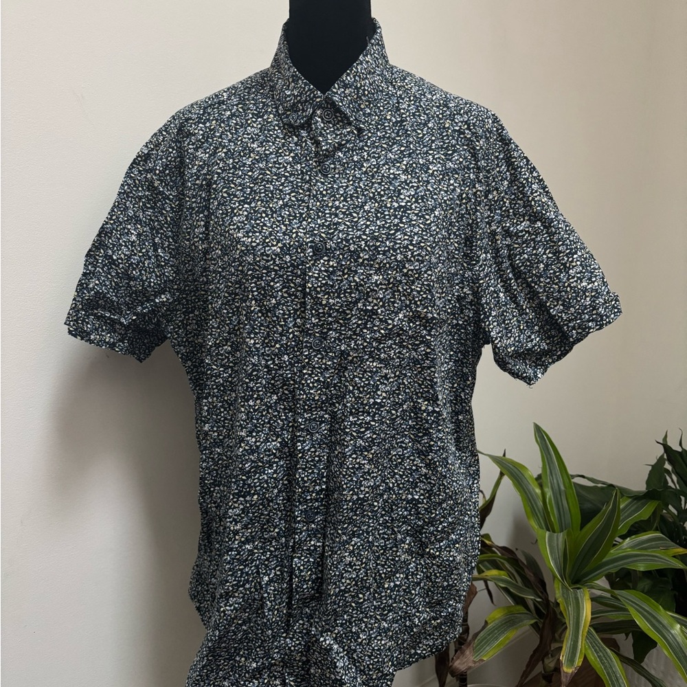 Men's Navy Floral Button Down Shirt